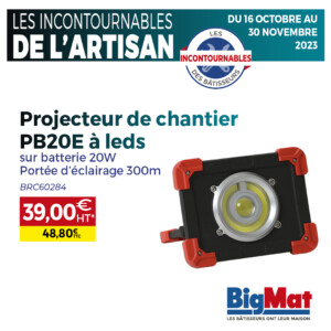 Promotion sur le projecteur de chantier PB20E.