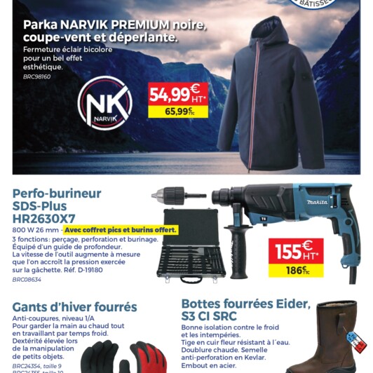 Promotion vêtements hiver pour chantier et perfo-burineur Makita