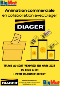 Vous êtes invités à venir rencontrer le fabricant d'outillage Diager chez BigMat Auch vendredi 1er mars 2024