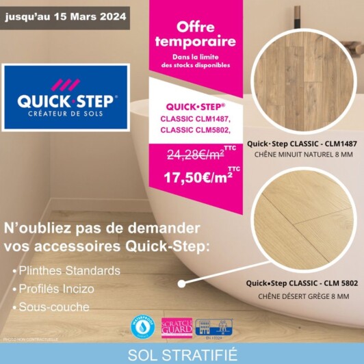 Sol stratifié Quick Step Classic CLM1487/CLM5802