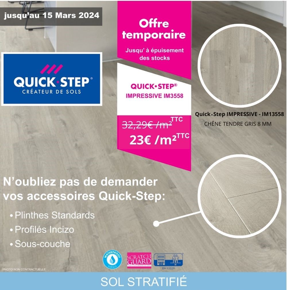 Sol stratifié Quick Step Impressive IM3558 BigMat