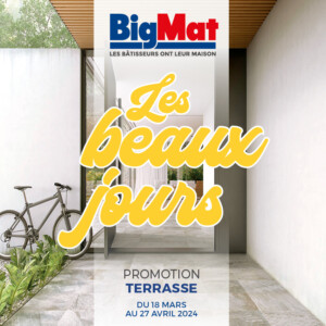 Chez BigMat Camozzi, promotion sur près de 30 produits pour aménager ou construire terrasses, abords de piscine, jardins et terrains de pétanque. 