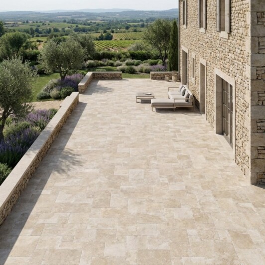 Dalle de TRAVERTIN rustique vieilli choix commercial