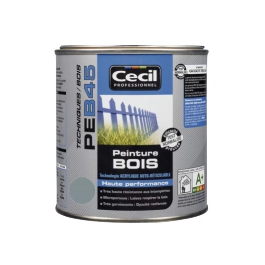 Peinture Bois Haute Performance CECIL PE B45 Gris Bleuté Satin 2,5 litres