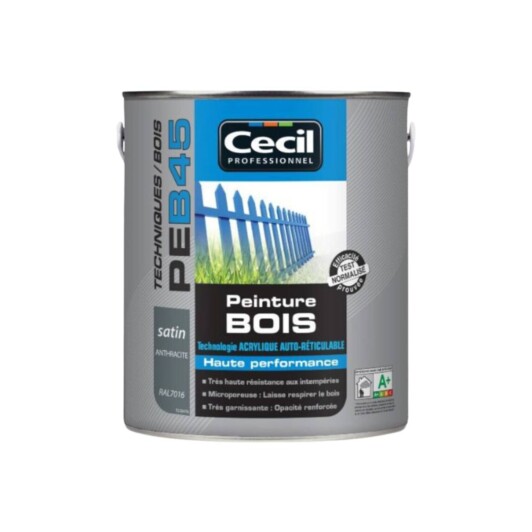 Peinture Bois Haute Performance CECIL PE B45 Anthracite Satin 0,5 litre