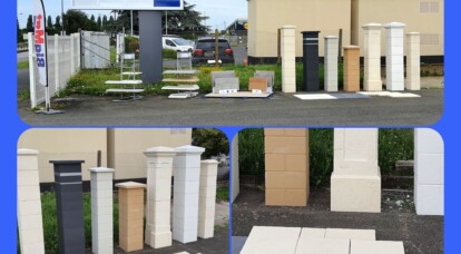 Découvrez notre gamme de piliers et dallages extérieurs au dépôt du Mans ! 