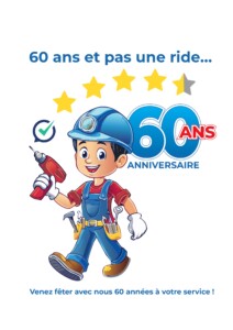 60 ans et pas une ride...BiGMat Camozzi fête son anniversaire avec 3 journées de portes ouvertes. La mascotte en photo annonce l'évènement. 