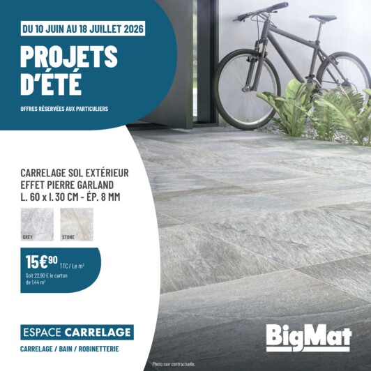 Projets d’Été, donnez du caractère à votre habitat avec nos promotions exclusives carrelage, bain et sanitaire!
