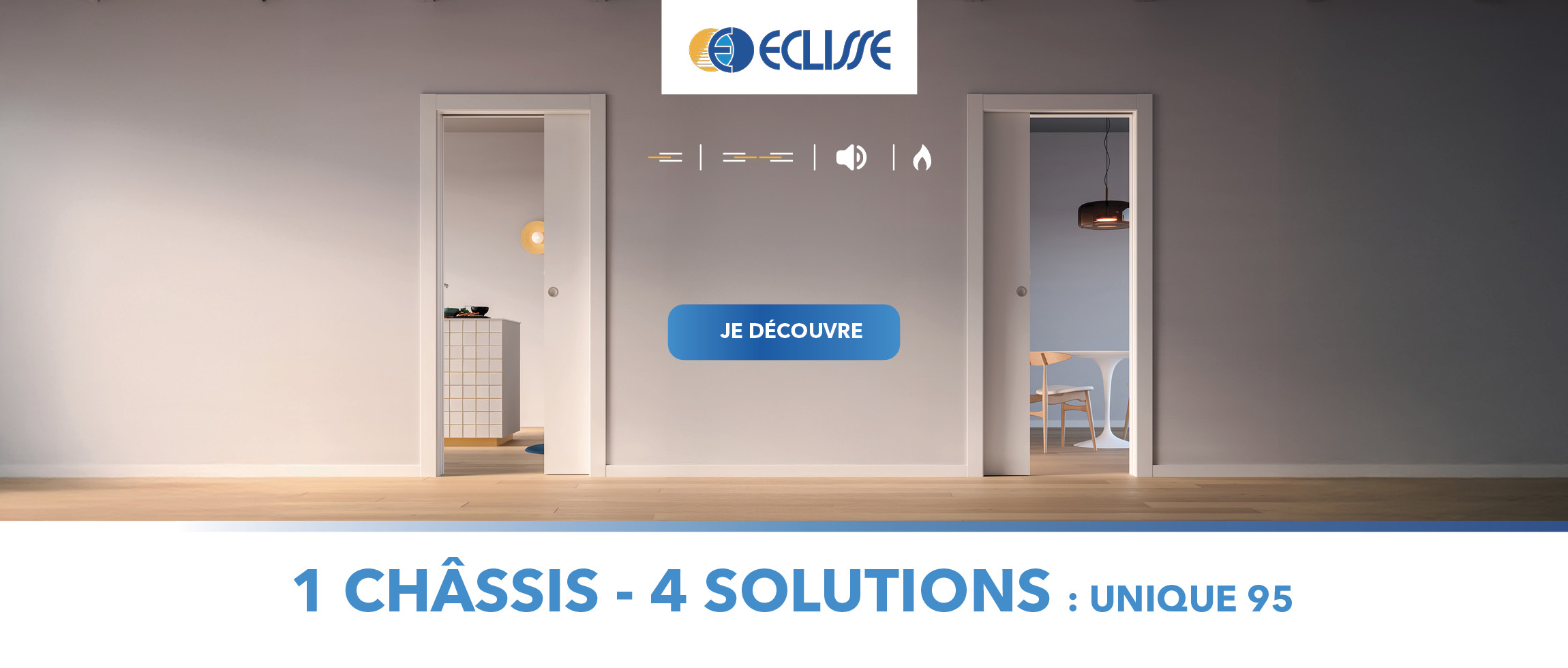 Les solutions de chassis par Eclisse - visuel de porte glissante sur la droite ou la gauche