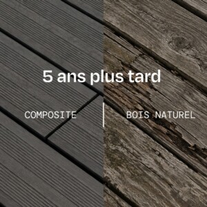 Comparatif au bout de 5ans d'une lame de composite intacte et d'une lame en bois usée